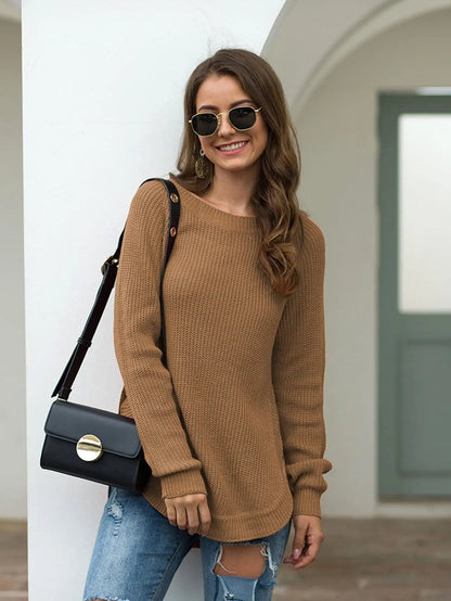Rounded Hem Knit Sweater - Get it from Bo