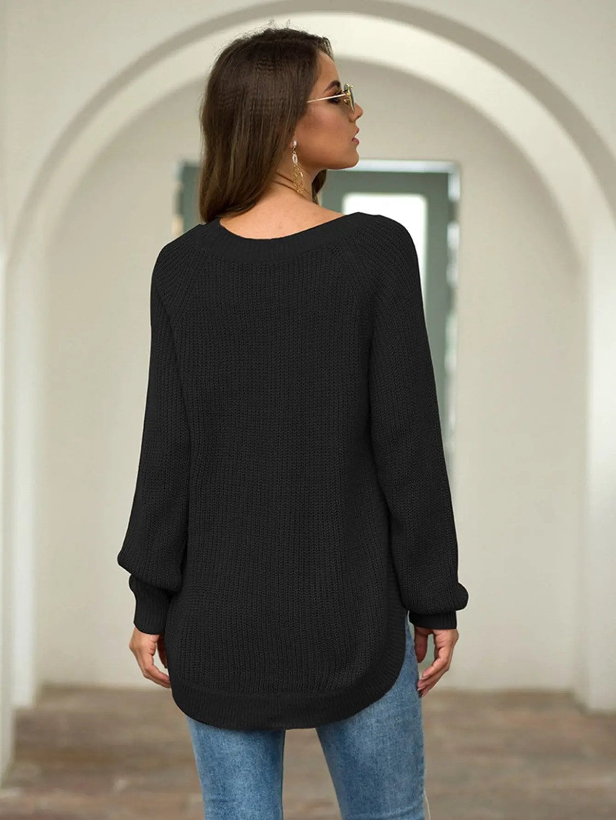 Rounded Hem Knit Sweater - Get it from Bo