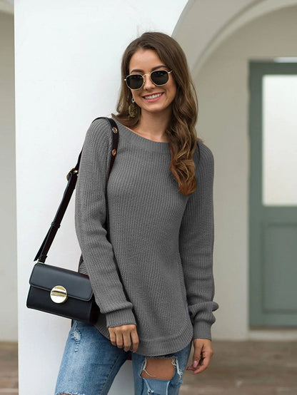 Rounded Hem Knit Sweater - Get it from Bo