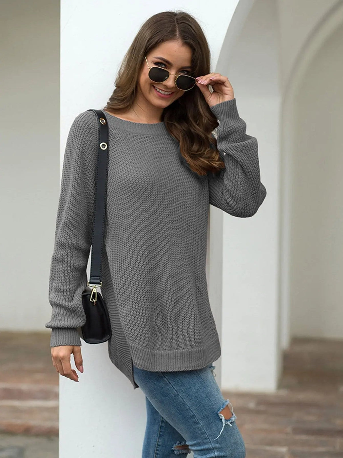 Rounded Hem Knit Sweater - Get it from Bo