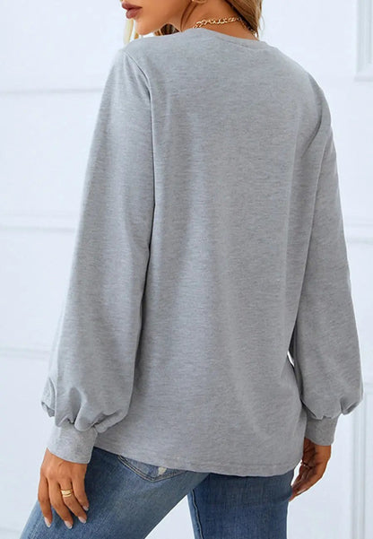 Ruched Button Hem Detail Sweater - Get it from Bo