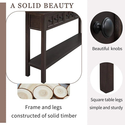 Rustic 60 Inch Console Table With Drawers And Shelf - Get it from Bo