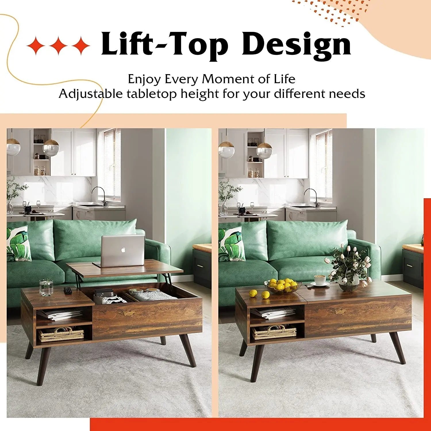 Rustic Brown Lift Top Coffee Table With Built In Storage - Get it from Bo