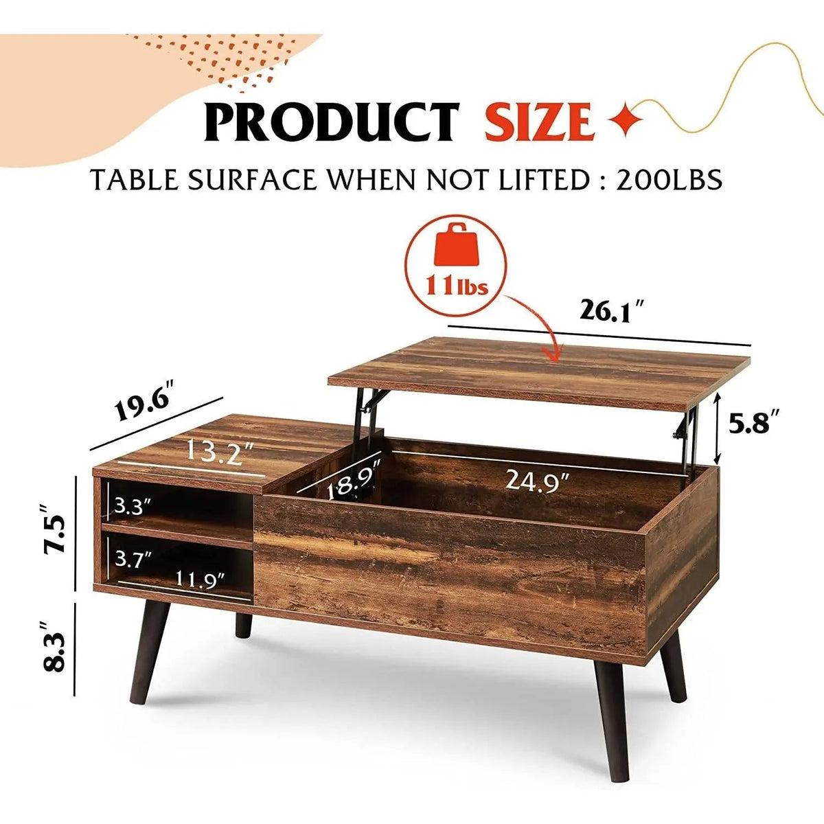 Rustic Brown Lift Top Coffee Table With Built In Storage - Get it from Bo