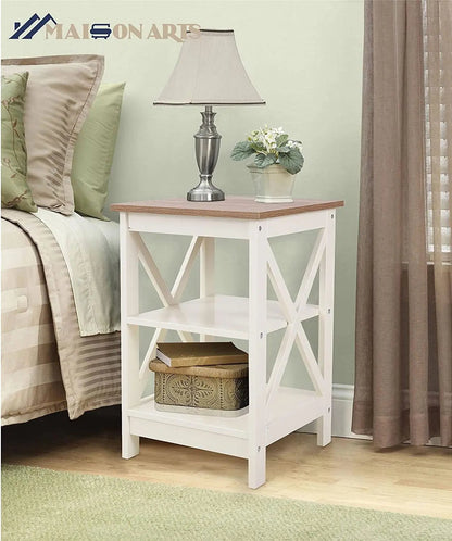 Rustic Ivory Nightstands Set of 2 with Storage - Get it from Bo