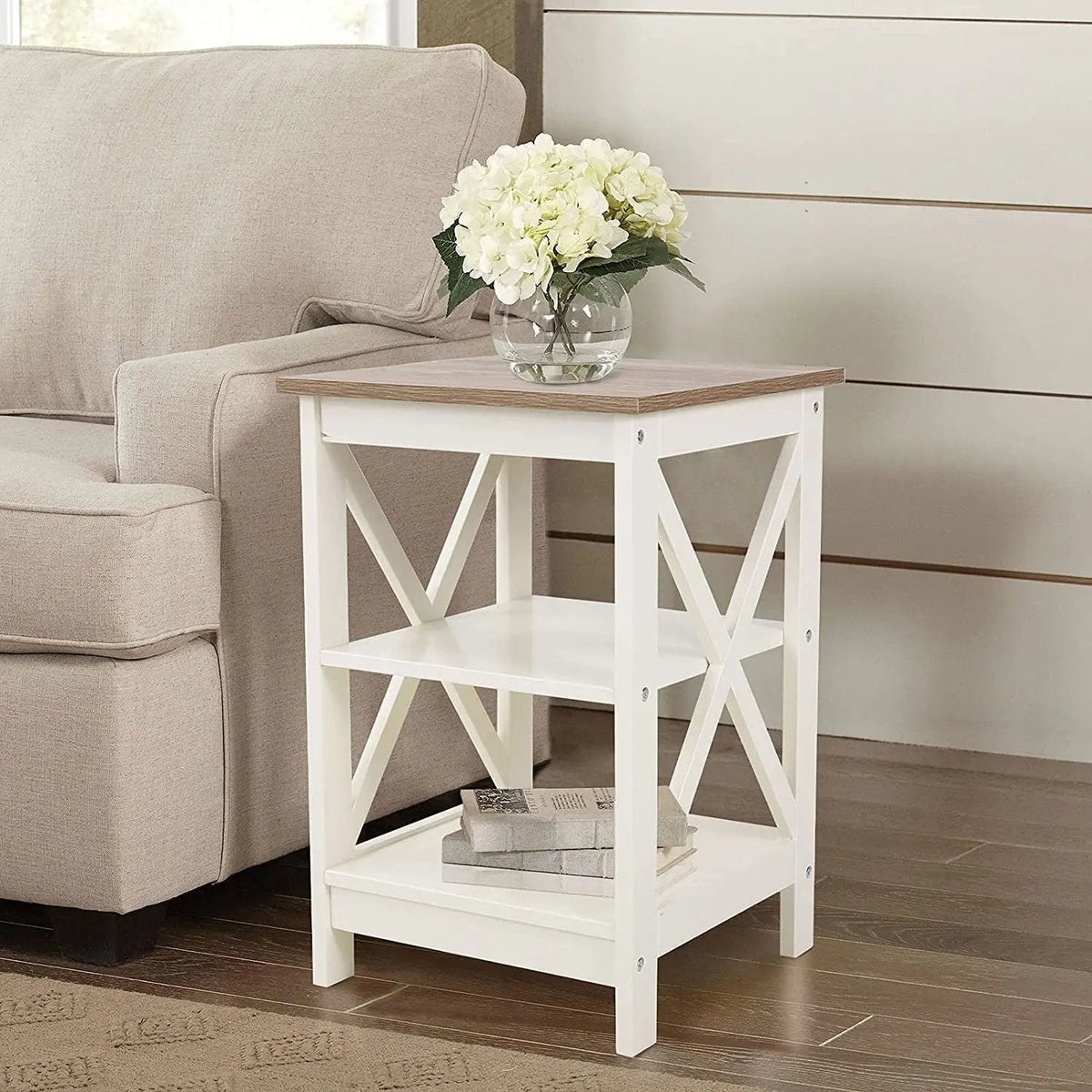 Rustic Ivory Nightstands Set of 2 with Storage - Get it from Bo