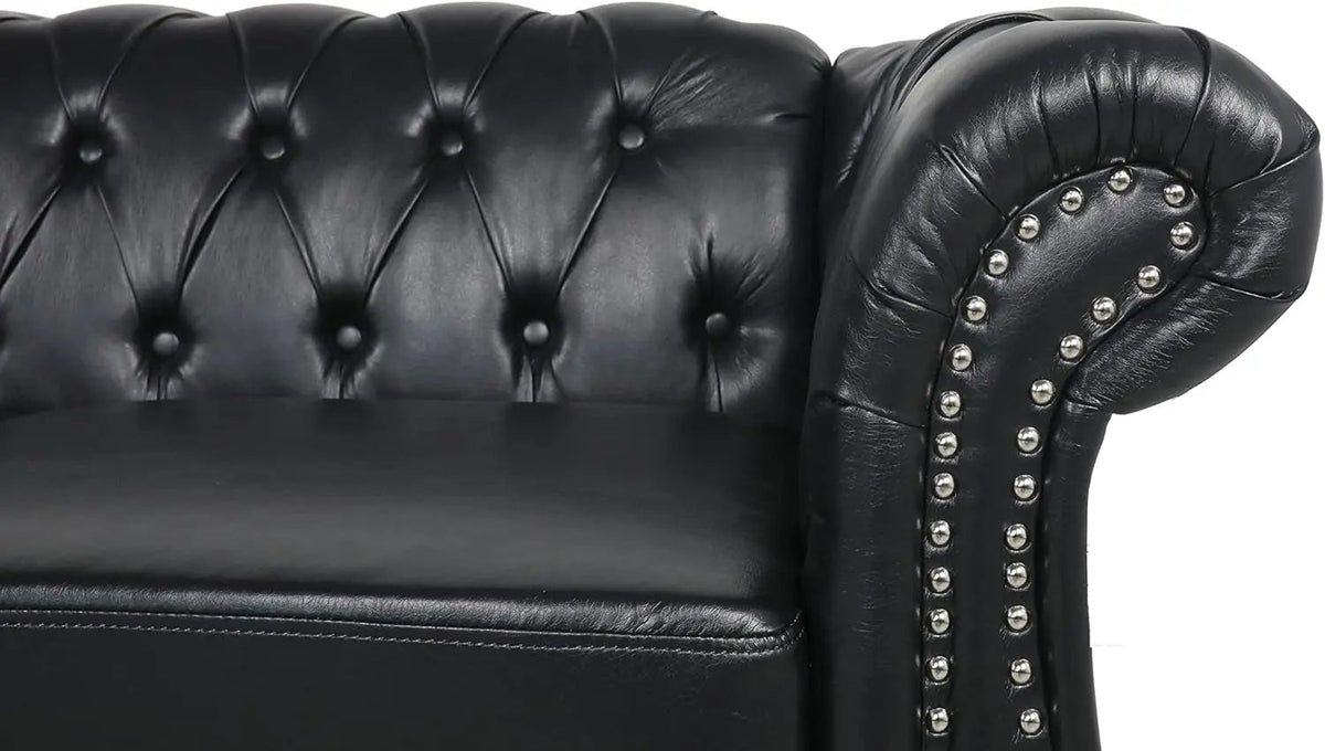 Sectional PU Leather Modular Sofa Couches, Black Tufted Cushions - Get it from Bo