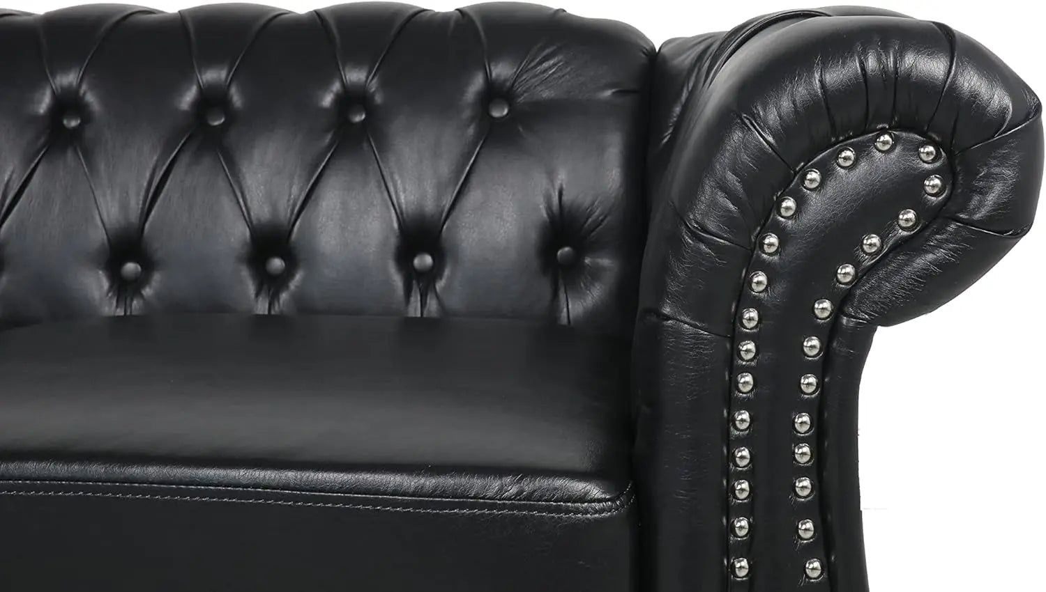 Sectional PU Leather Modular Sofa Couches, Black Tufted Cushions - Get it from Bo