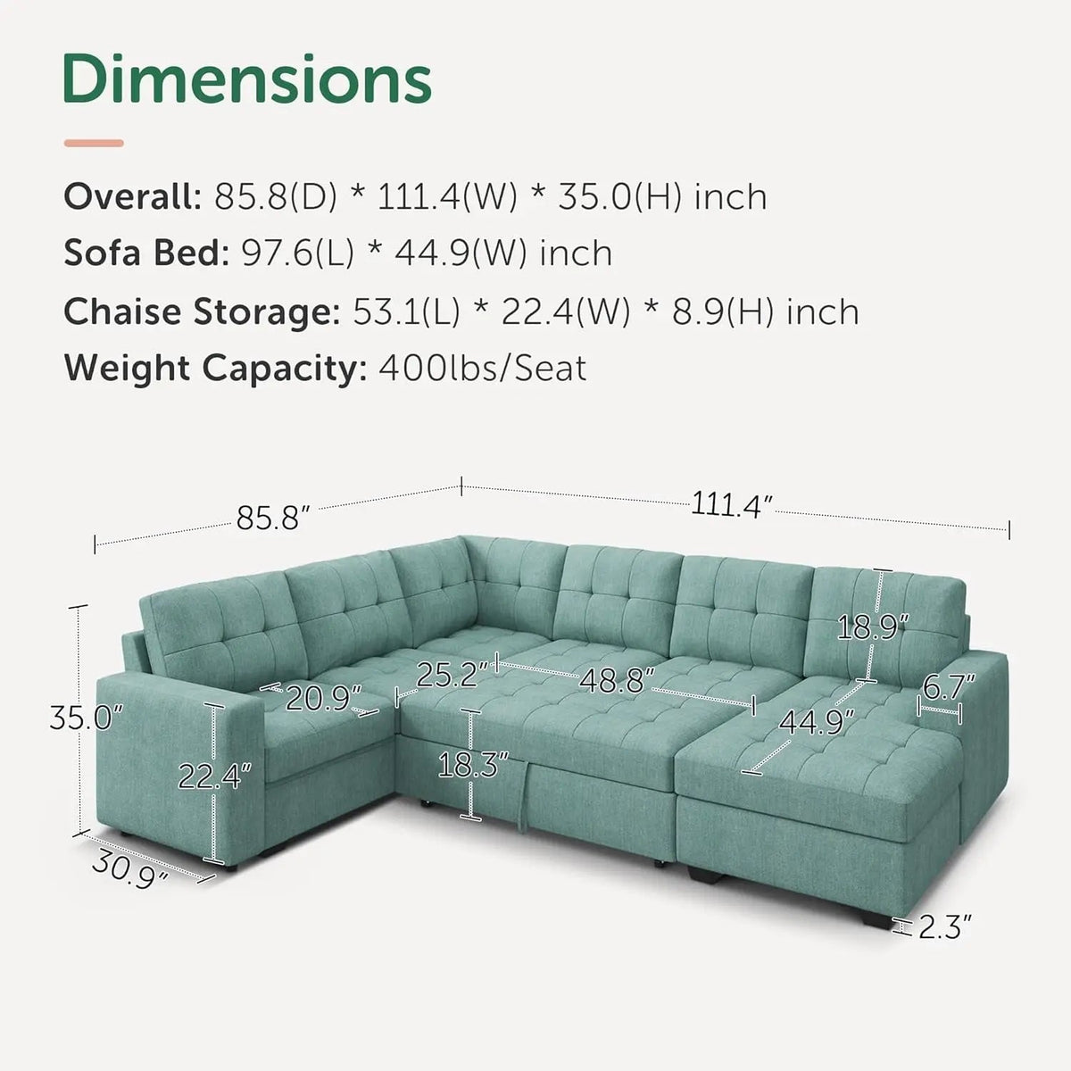 Sectional Sleeper Sofa Bed With Integrated Storage - Get it from Bo