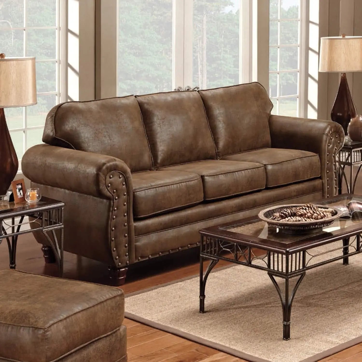 Sedona 4 Piece Leather Look Microfiber Sofa Set With Loveseat Chair Ottoman - Get it from Bo