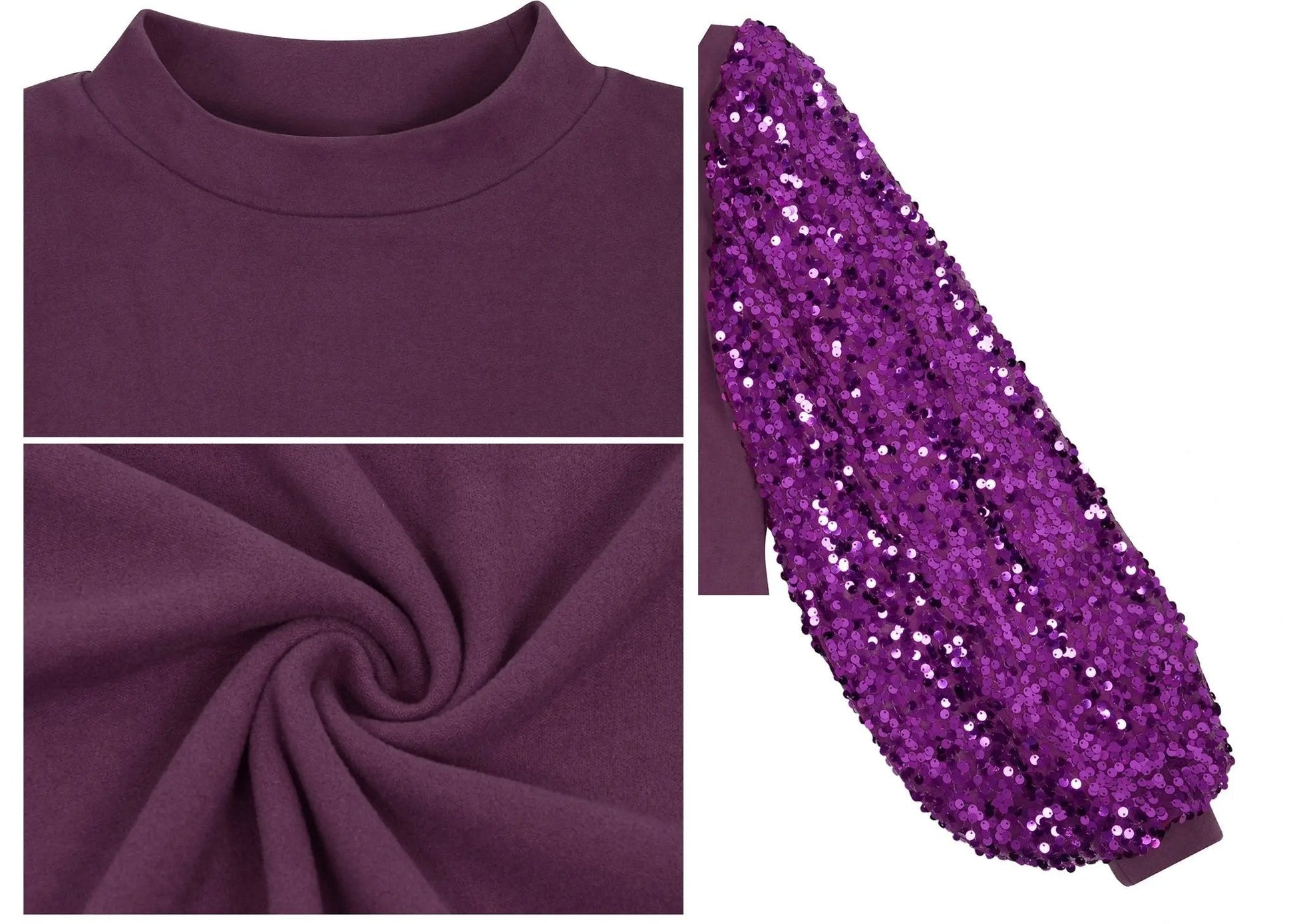 Sequin Balloon Long Sleeve Mock Neck Pullover - Get it from Bo
