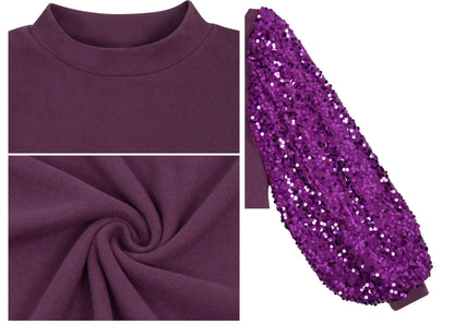 Sequin Balloon Long Sleeve Mock Neck Pullover - Get it from Bo