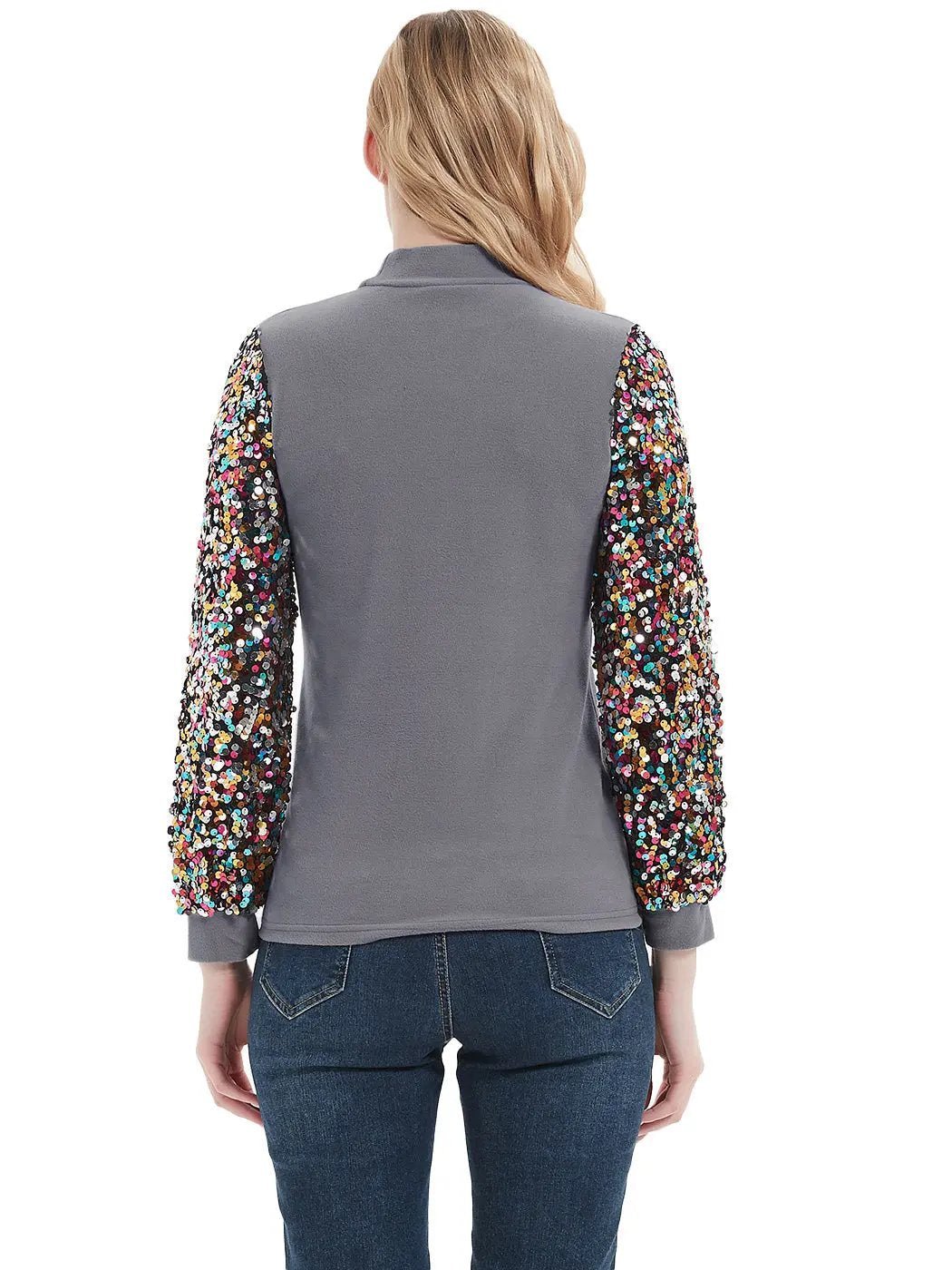 Sequin Balloon Long Sleeve Mock Neck Pullover - Get it from Bo