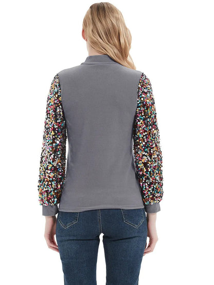 Sequin Balloon Long Sleeve Mock Neck Pullover - Get it from Bo