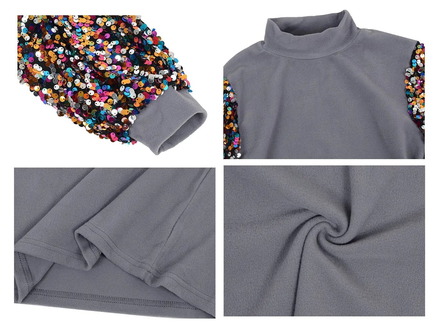 Sequin Balloon Long Sleeve Mock Neck Pullover - Get it from Bo