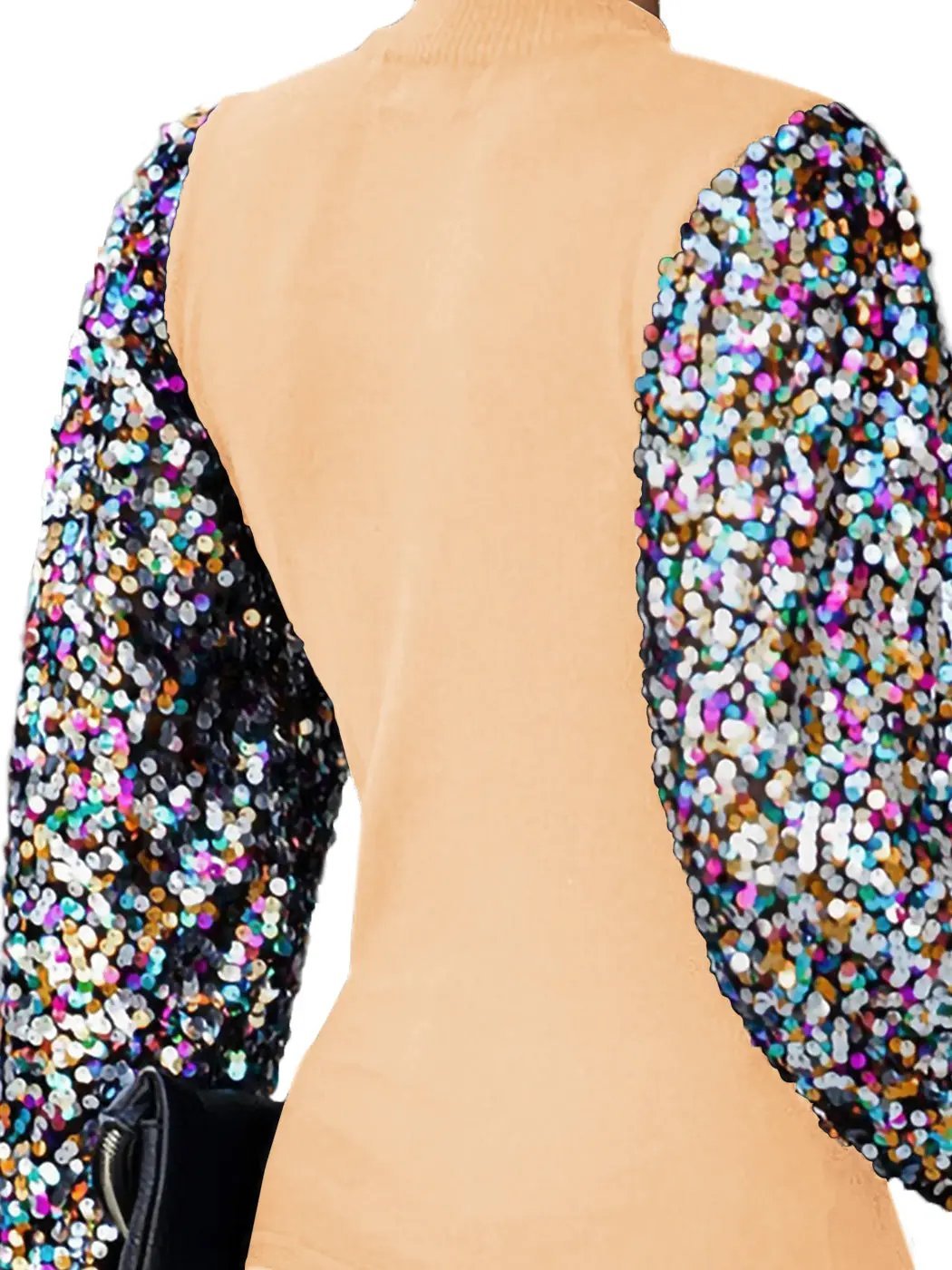 Sequin Balloon Long Sleeve Mock Neck Pullover - Get it from Bo