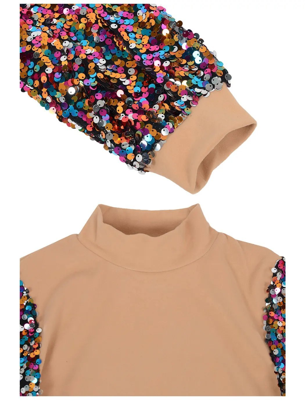 Sequin Balloon Long Sleeve Mock Neck Pullover - Get it from Bo