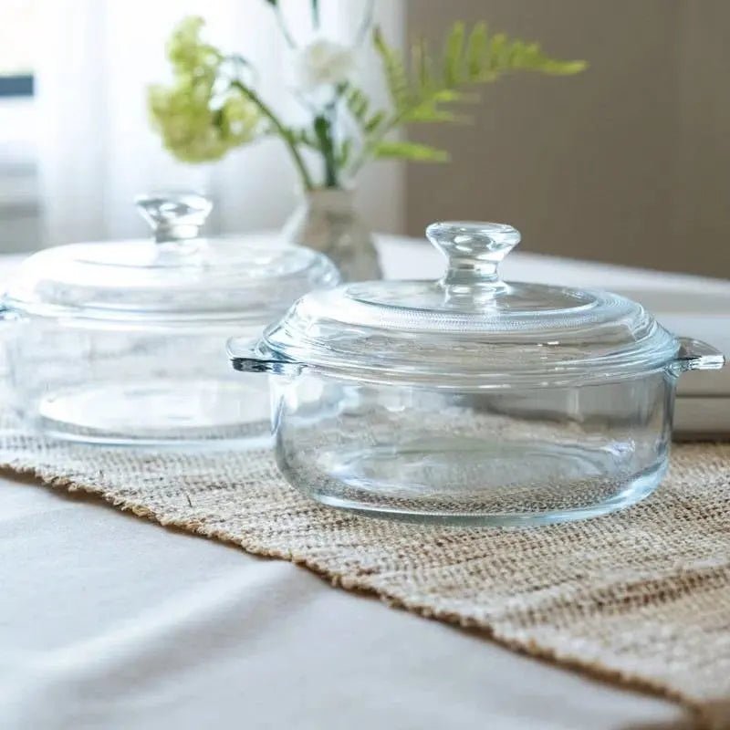 Set of 2 - 1-Quart Glass Dutch Oven Casserole Bakeware Baking Dishes with Lids - Get it from Bo