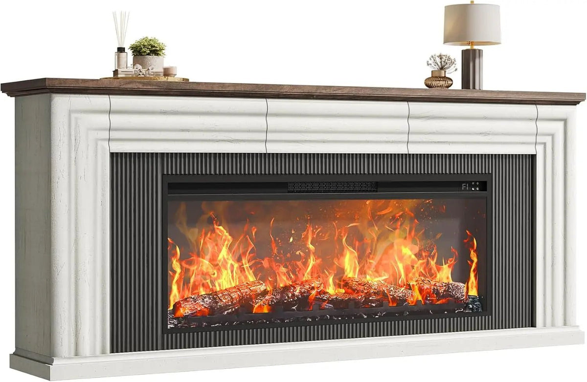 SeventyInch Distressed White Electric Fireplace TV Console - Get it from Bo
