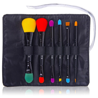 LUNA - 6 PC Double Sided Travel  Makeup Brush Set with Pouch SHANY