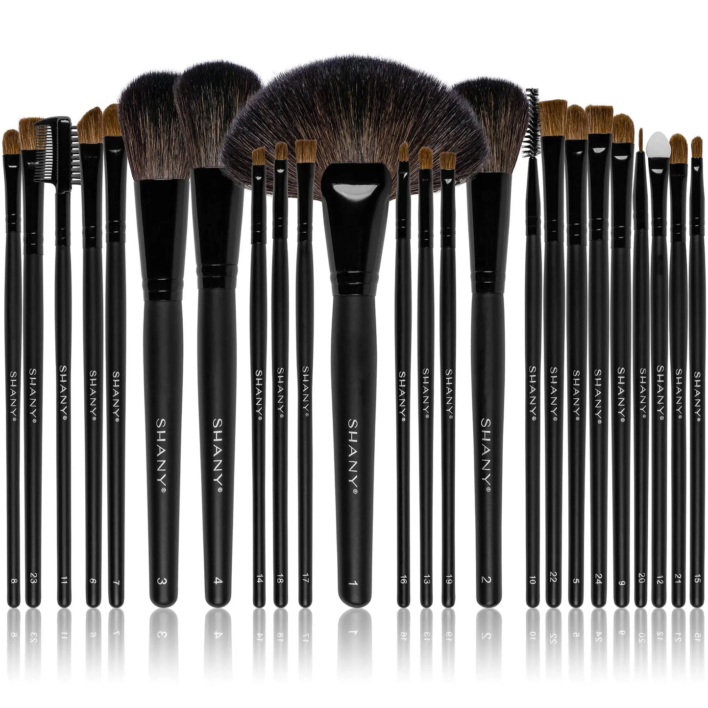 SHANY Makeup Brush Set Studio Quality Total Pro Make up Brush Kit with Leather Pouch- Foundation, Powder, Eyeshadow, Concealer, Liner and more.   24 Count - SHOP  - BRUSH SETS - ITEM# SH0024-BR