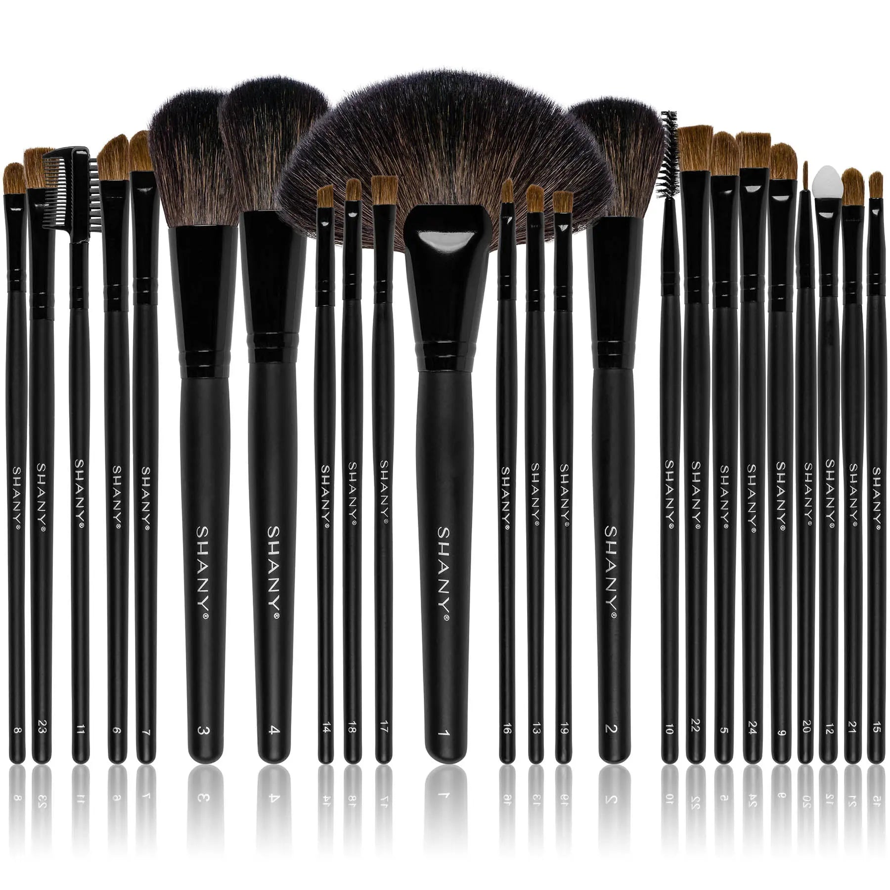 SHANY Makeup Brush Set Studio Quality Total Pro Make up Brush Kit with Leather Pouch- Foundation, Powder, Eyeshadow, Concealer, Liner and more.   24 Count - SHOP  - BRUSH SETS - ITEM# SH0024-BR