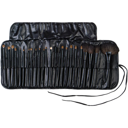 Studio Quality Total Pro Cosmetic Brush Set with Leather Pouch, 24 Count SHANY