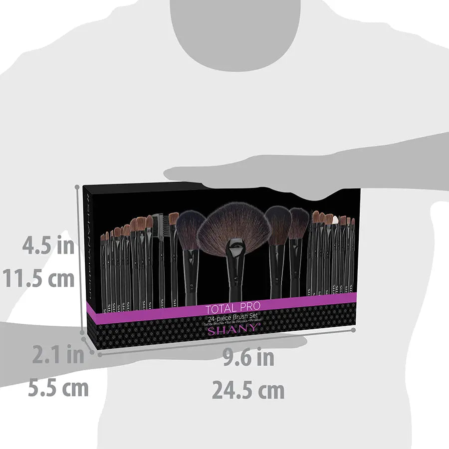 Studio Quality Total Pro Cosmetic Brush Set with Leather Pouch, 24 Count SHANY