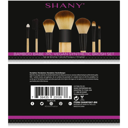 Pure Bamboo Brush Set - Bamboo Brushes With Premium Synthetic Hair & Cotton Pouch - 7pc SHANY