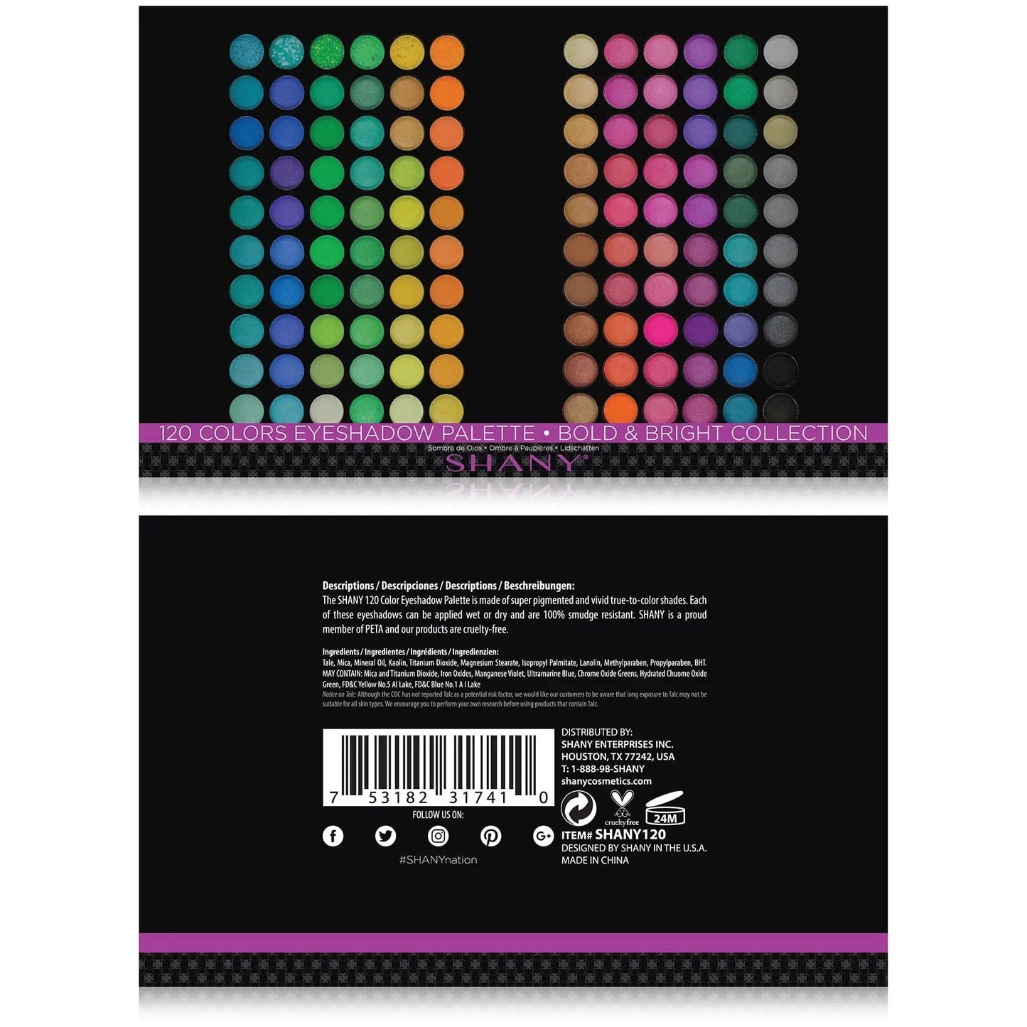 120 Colors Eye shadow Palette, Bold and Bright Collection,  Classic Neon SHANY