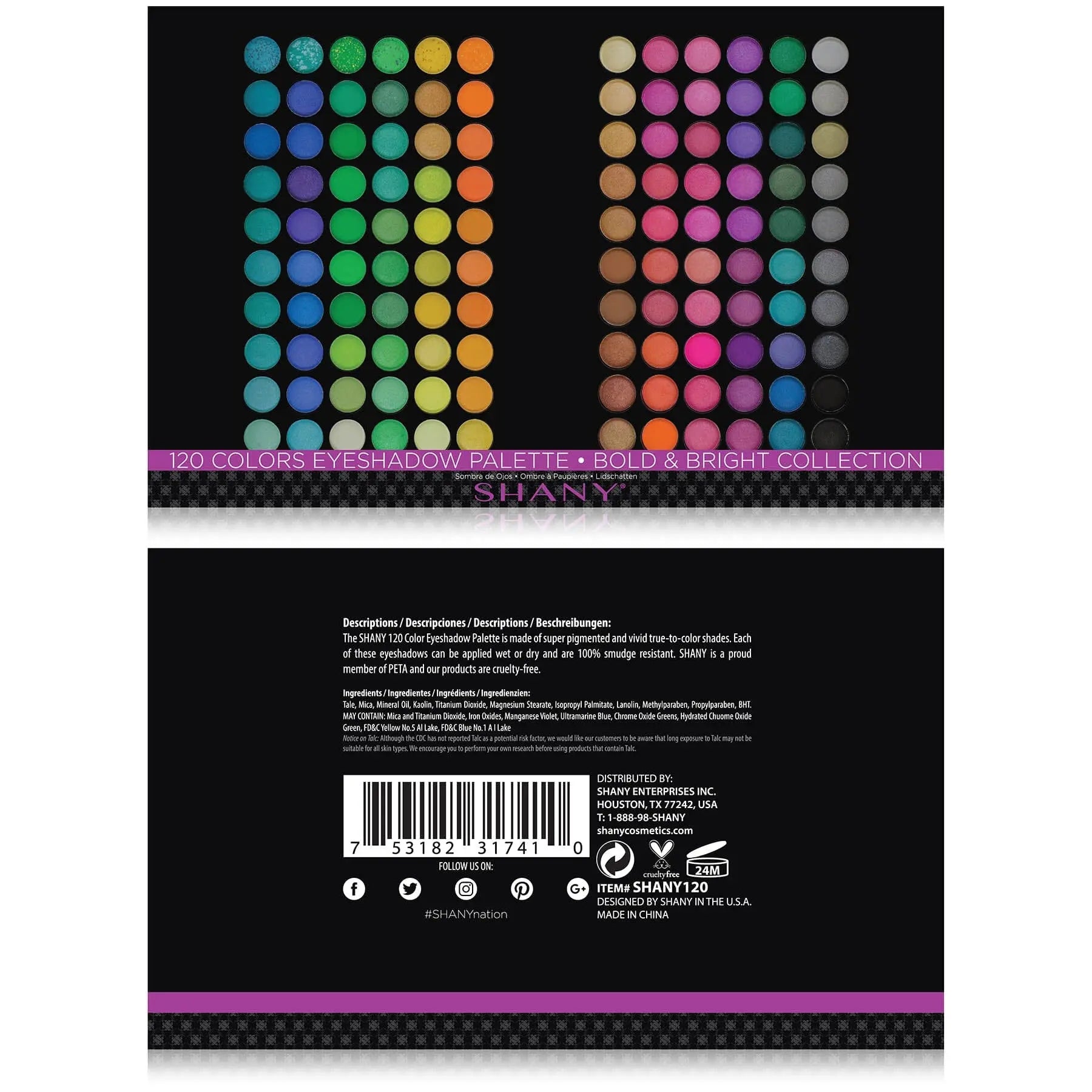 120 Colors Eye shadow Palette, Bold and Bright Collection,  Classic Neon SHANY