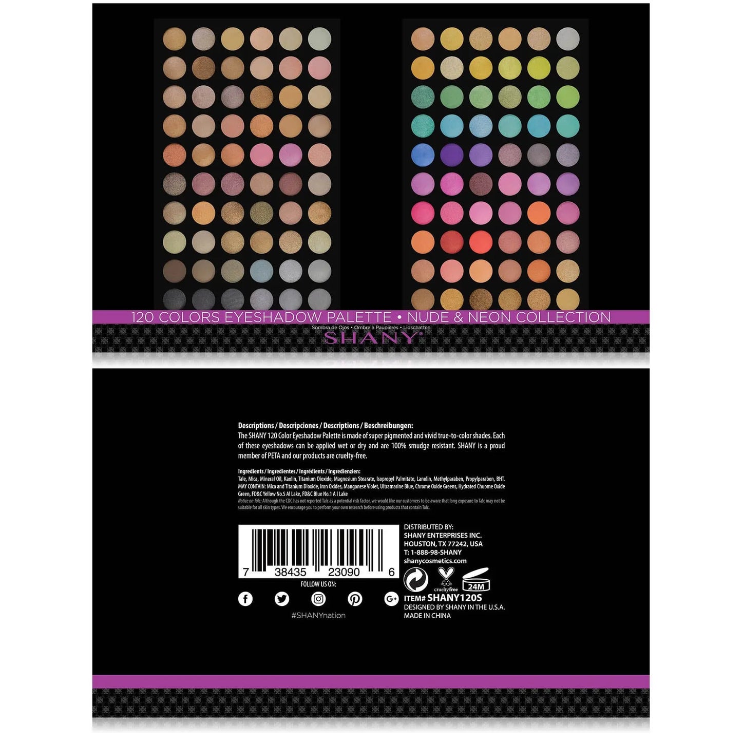 Ultimate Fusion - 120 Color Eye shadow Palette Natural Nude and Neon Combination SHANY