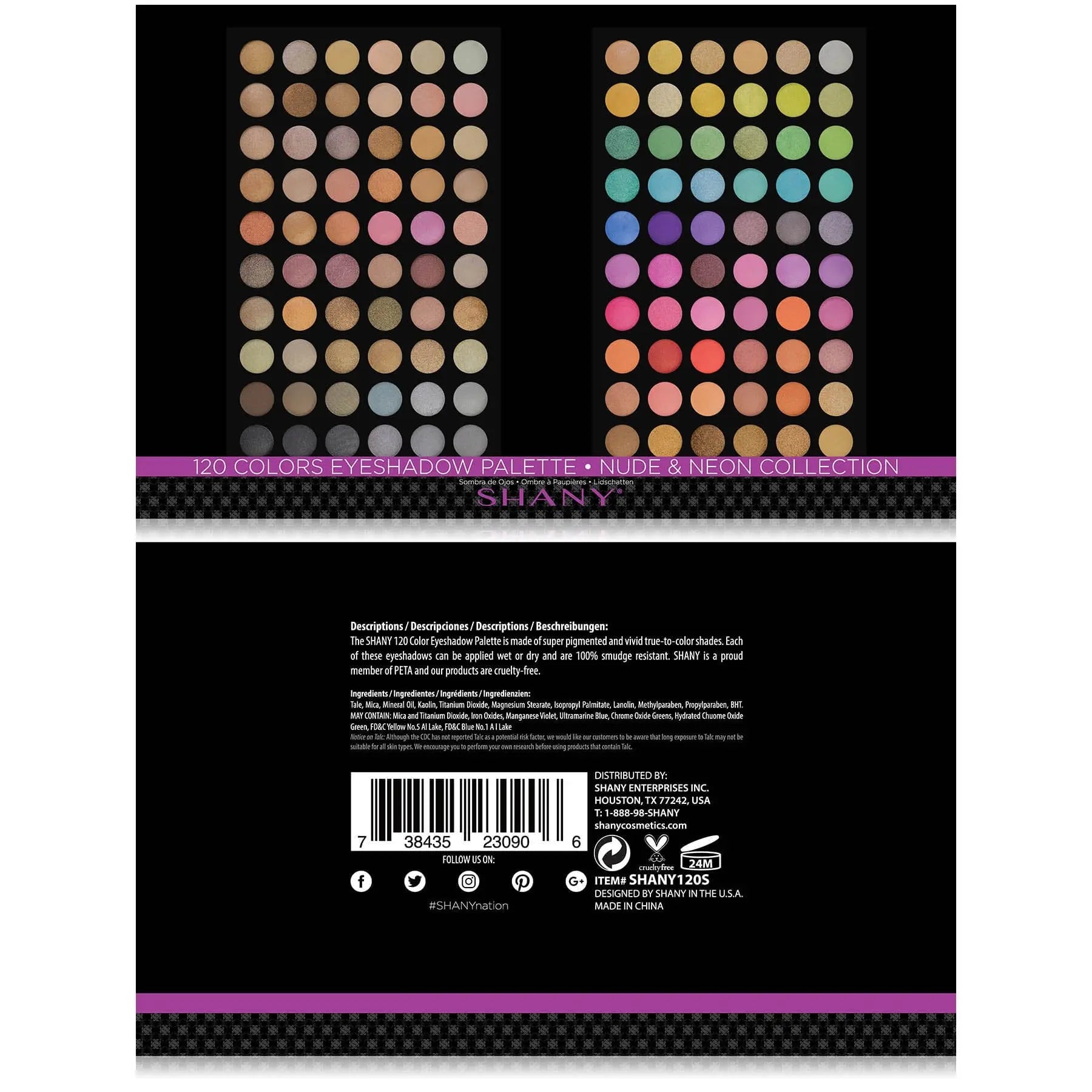 Ultimate Fusion - 120 Color Eye shadow Palette Natural Nude and Neon Combination SHANY