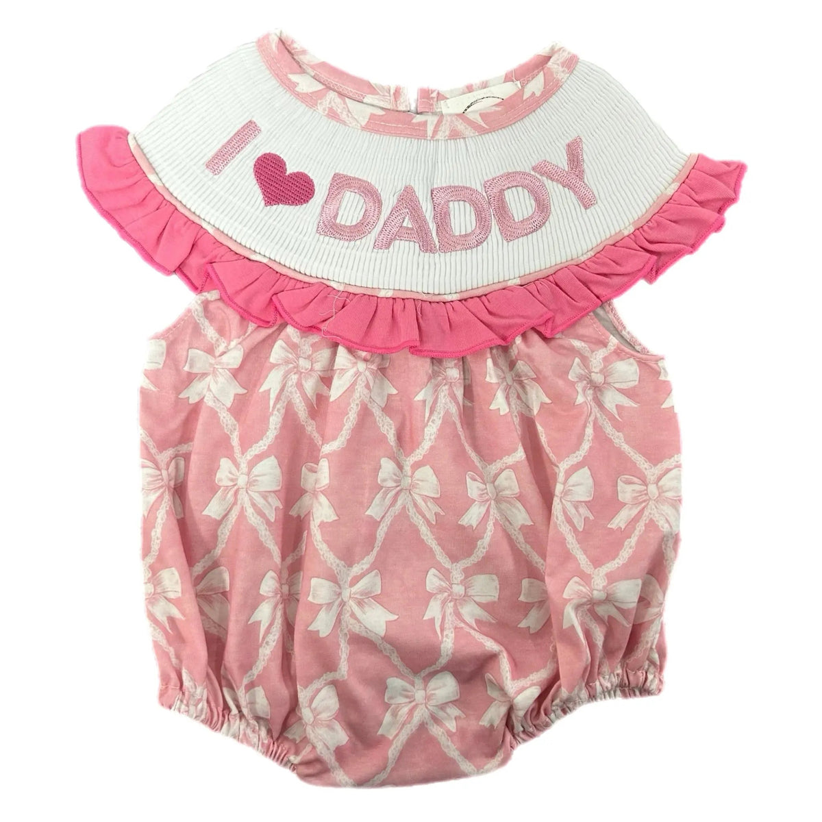 Smocked bows I love daddy romper - Get it from Bo