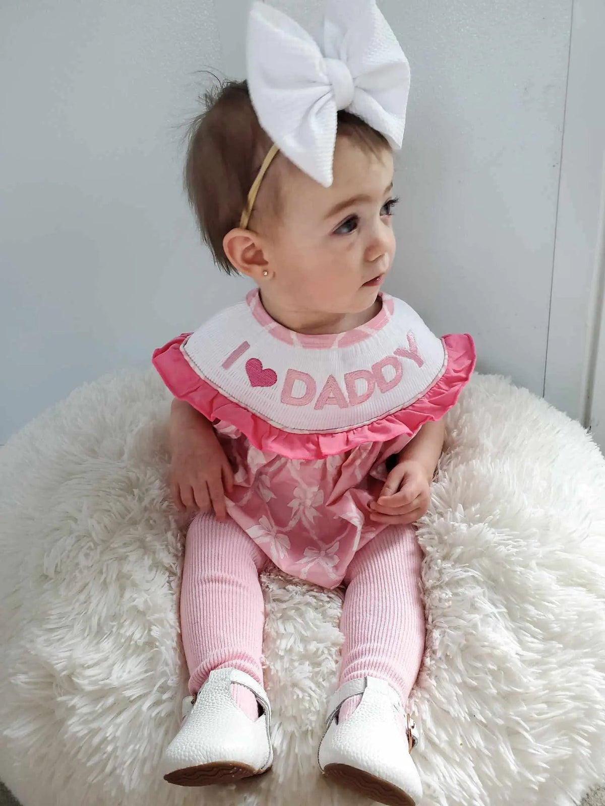 Smocked bows I love daddy romper - Get it from Bo