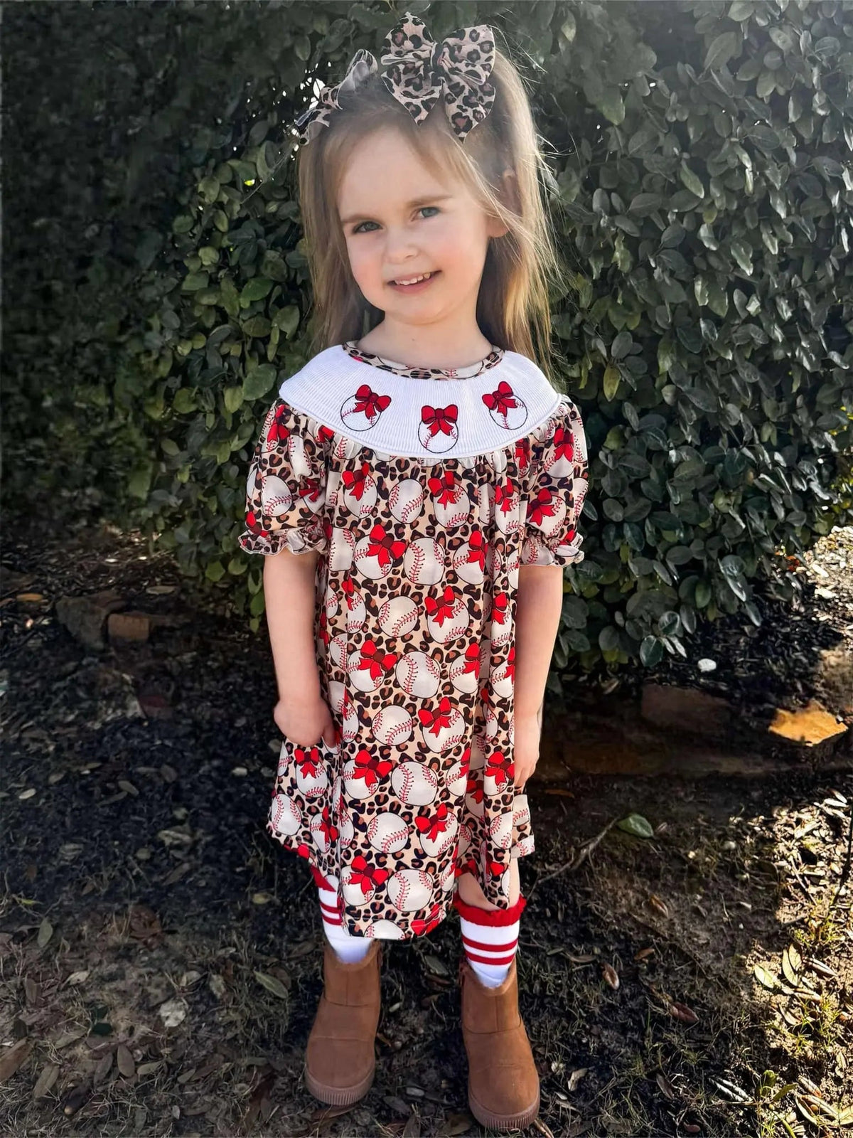 Smocked leopard baseball Dress - Get it from Bo