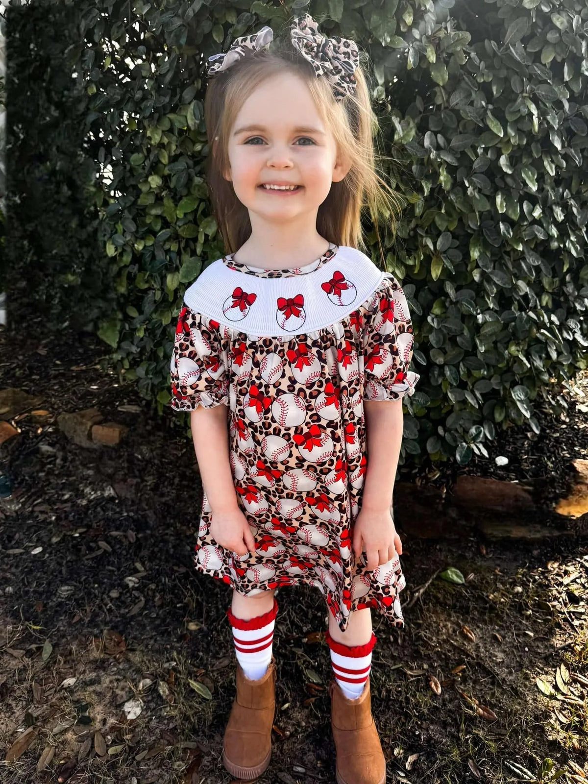 Smocked leopard baseball Dress - Get it from Bo