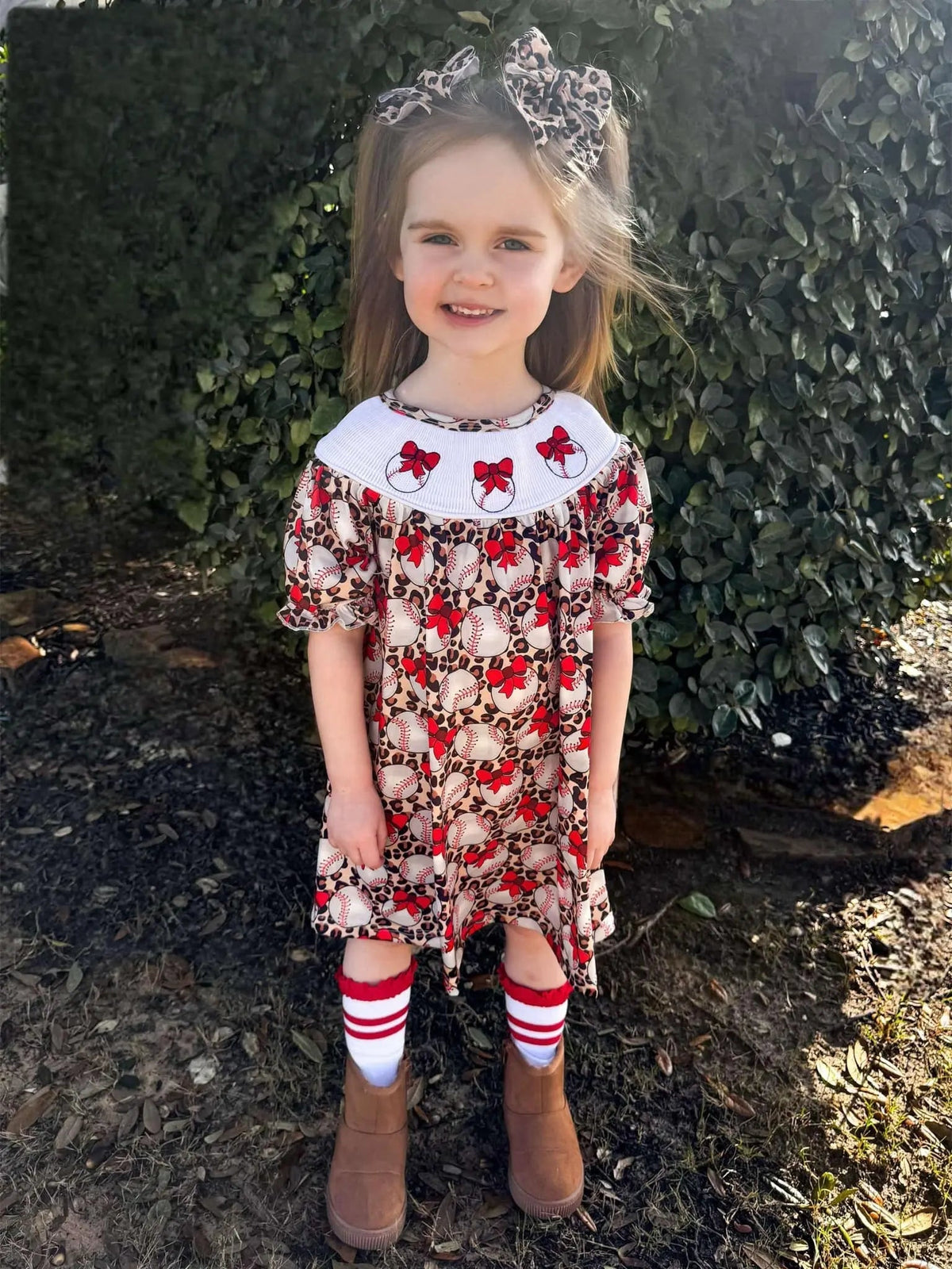 Smocked leopard baseball Dress - Get it from Bo