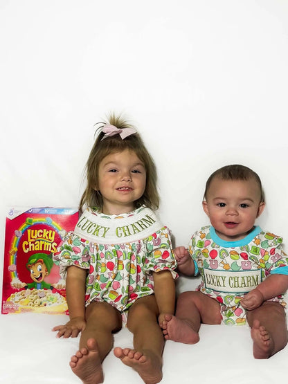 Smocked lucky charm girl romper - Get it from Bo