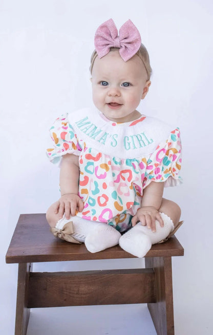 Smocked Mamas girl Summer leopard romper - Get it from Bo