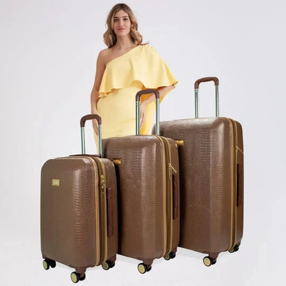 Snakeskin 3 Piece Expandable Classy Luggage Set - Get it from Bo
