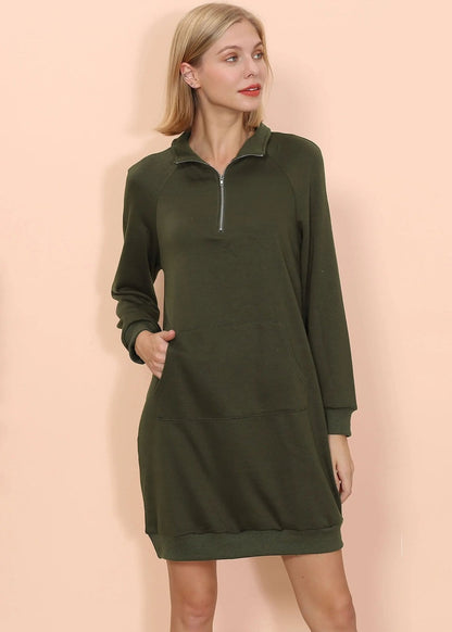 Solid Kangaroo Pocket Sweater Dress - Get it from Bo