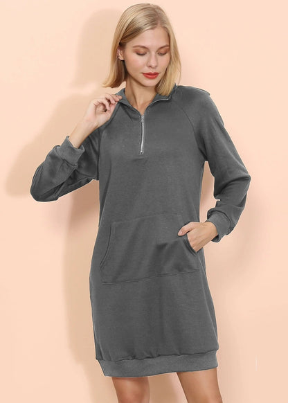 Solid Kangaroo Pocket Sweater Dress - Get it from Bo