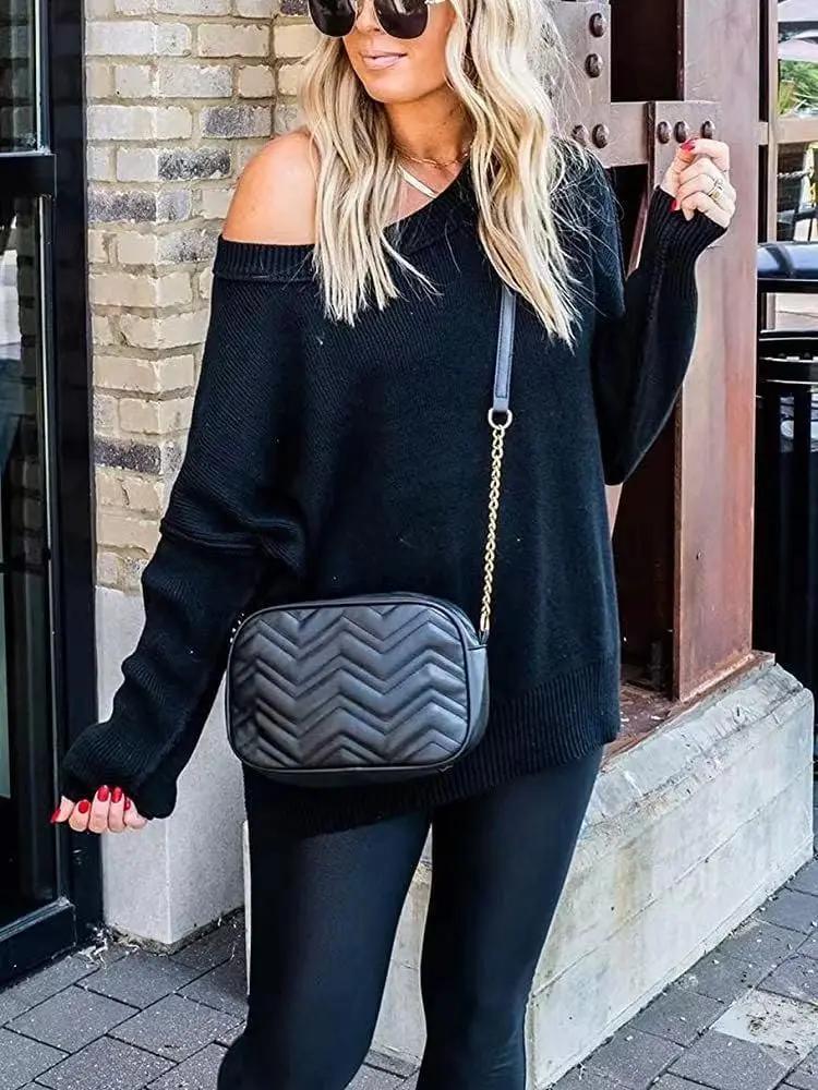 Solid Side Slit Knit Sweater - Get it from Bo