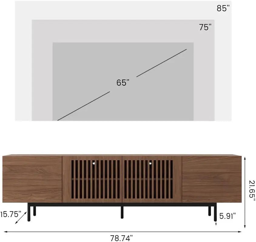 Solid Wood TV Stand For 70 To 75 Inch TV With Walnut Veneer - Get it from Bo