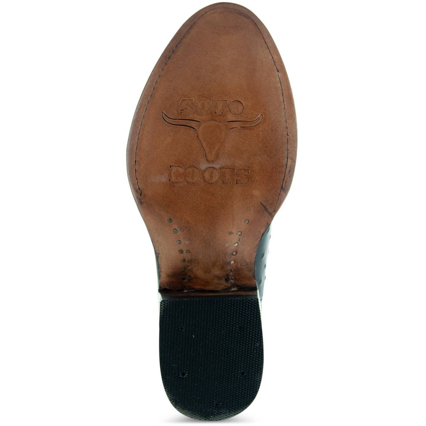 Men's Black Ostrich Print Cowboy Boots (H7002) Soto Boots