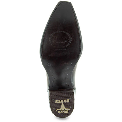 Men's Snip Toe Cowboy Boots Black (H50030) | Soto Boots Soto Boots