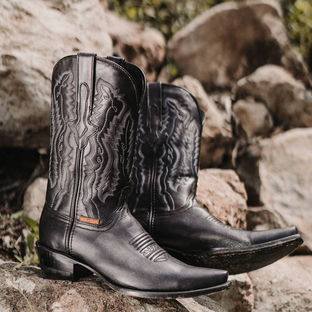 Men's Snip Toe Cowboy Boots Black (H50030) | Soto Boots Soto Boots