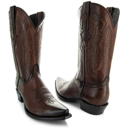 Men's Snip Toe Cowboy Boots Burnished Brown (H50030) Soto Boots