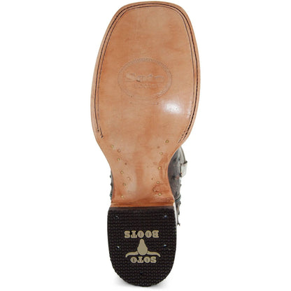 Soto Boots Mens Out of the Wild Brown Ostrich Print Boots H50031 Soto Boots